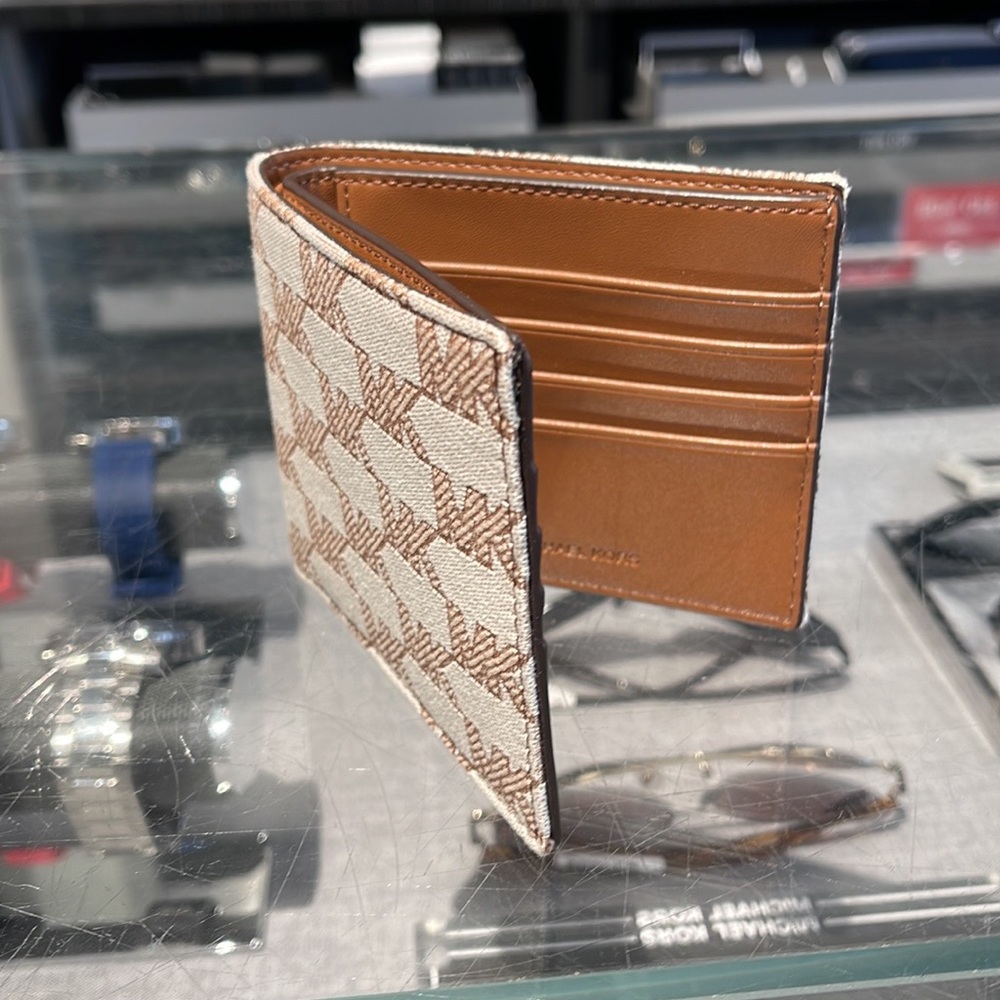 Michael Kors Men’s Women’s Cooper Logo Fabric Billfold Wallet Light Cream Multi - Picture 12 of 16